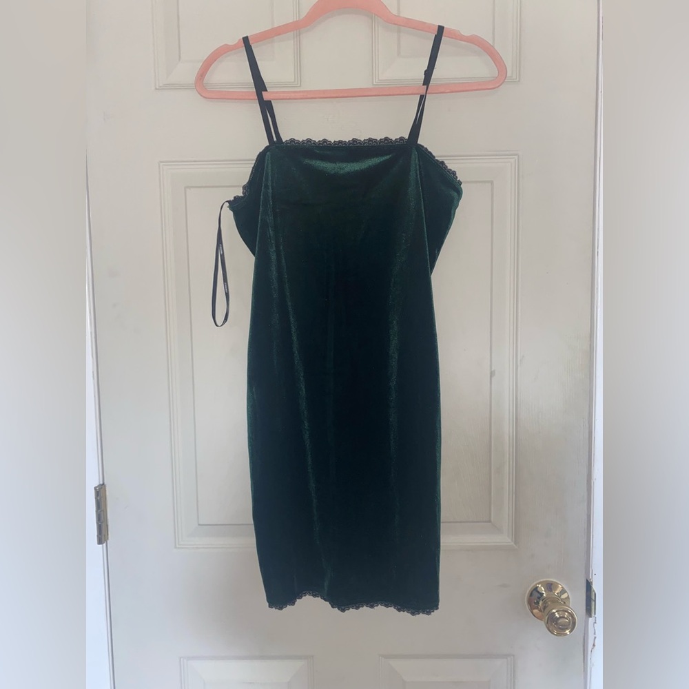 Forest Green Velvet Mini Dress